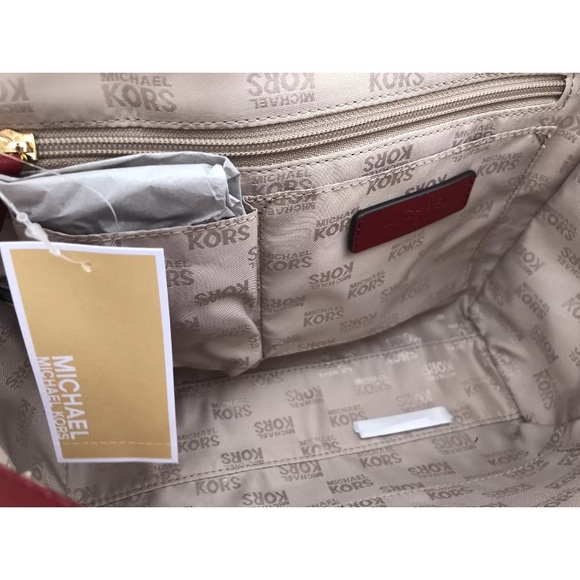 Michael Kors Stud Med Cherry Red Chain Tote - Picture 8 of 8